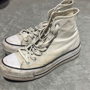Converse White Platform High-Top Sneakers